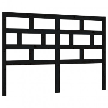 Tăblie de pat, negru, 146x4x100 cm, lemn masiv de pin - Img 2