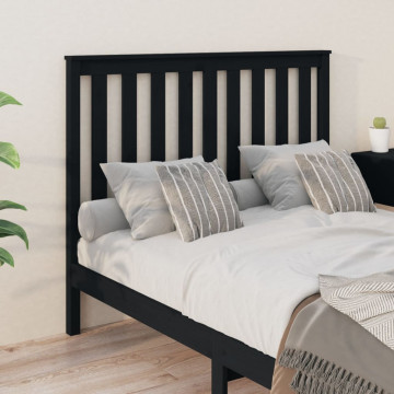 Tăblie de pat, negru, 146x6x101 cm, lemn masiv de pin - Img 4