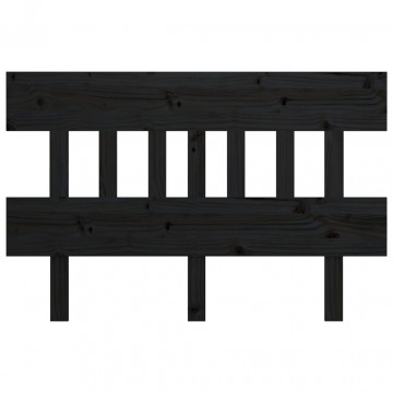 Tăblie de pat, negru, 163,5x3x81 cm, lemn masiv de pin - Img 3