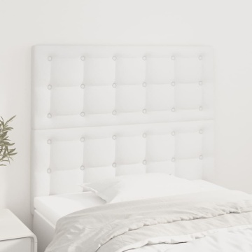 Tăblii de pat, 2 buc, alb, 100x5x78/88 cm, piele ecologică - Img 1