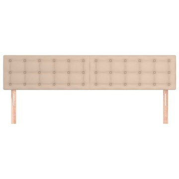 Tăblii de pat 2 buc, cappuccino 90x5x78/88 cm piele ecologică - Img 3