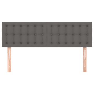 Tăblii de pat, 2 buc., gri, 72x5x78/88 cm, piele ecologică - Img 3