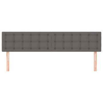 Tăblii de pat, 2 buc, gri, 80x5x78/88 cm, piele ecologică - Img 3