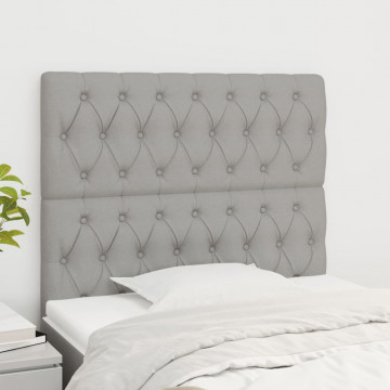 Tăblii de pat, 2 buc, gri deschis, 100x7x78/88 cm, textil - Img 1