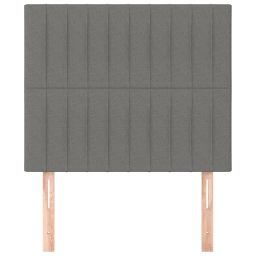 Tăblii de pat, 2 buc, gri închis, 90x5x78/88 cm, textil - Img 3