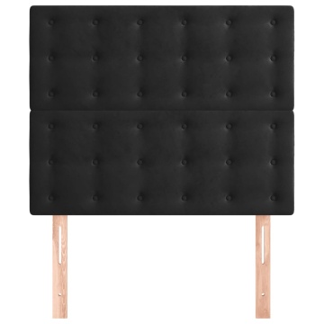 Tăblii de pat, 2 buc, negru, 100x5x78/88 cm, catifea - Img 3