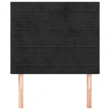 Tăblii de pat, 2 buc, negru, 100x5x78/88 cm, catifea - Img 3