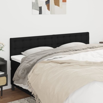 Tăblii de pat, 2 buc, negru, 100x5x78/88 cm, textil - Img 1