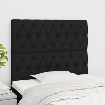 Tăblii de pat, 2 buc, negru, 100x7x78/88 cm, textil - Img 1