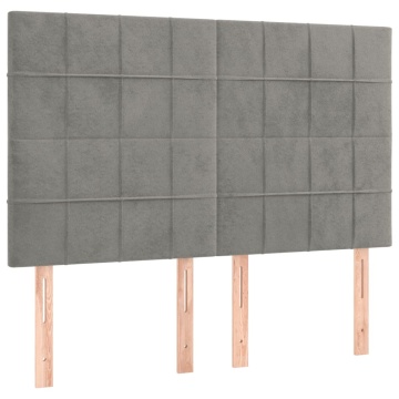Tăblii de pat, 4 buc, gri deschis, 72x5x78/88 cm, catifea - Img 2