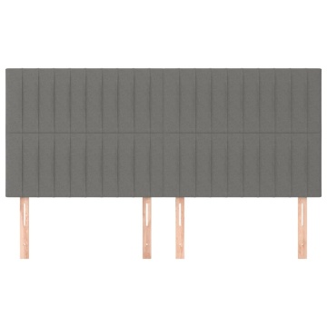 Tăblii de pat, 4 buc, gri închis, 100x5x78/88 cm, textil - Img 3