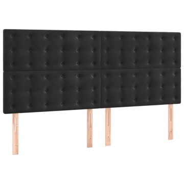 Tăblii de pat, 4 buc, negru, 100x5x78/88 cm, catifea - Img 2