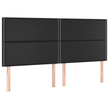 Tăblii de pat, 4 buc, negru, 100x5x78/88 cm, piele ecologică - Img 2