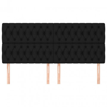 Tăblii de pat, 4 buc, negru, 100x7x78/88 cm, textil - Img 3