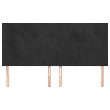 Tăblii de pat, 4 buc, negru, 90x5x78/88 cm, catifea - Img 3