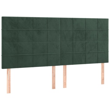 Tăblii de pat, 4 buc, verde închis, 80x5x78/88 cm, catifea - Img 2