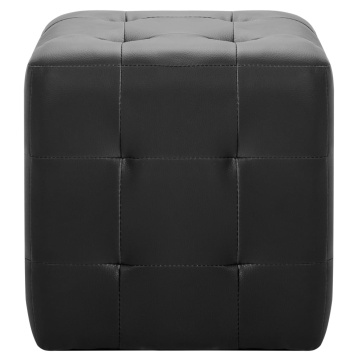 Taburet, 2 buc., negru, 30 x 30 x 30 cm, piele ecologică - Img 3