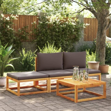 Taburet de grădină cu pernă, 65x65x29 cm, lemn masiv acacia - Img 3