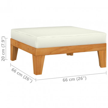 Taburet modular, cu pernă alb crem, lemn masiv de acacia - Img 5