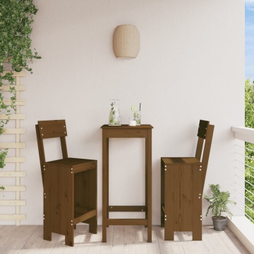 Taburete bar 2 buc. maro miere 40x48,5x115,5 cm lemn masiv pin - Img 1
