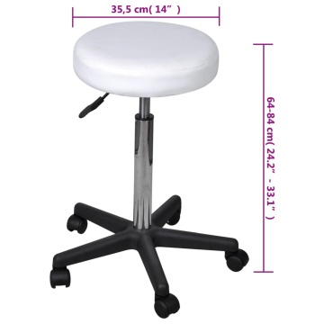 Taburete de birou, 2 buc., alb, 35,5x84 cm, piele ecologică - Img 5