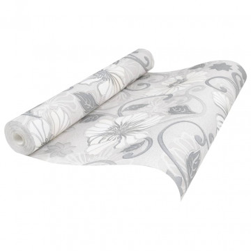 Tapet 3D cu model floral, gri - Img 3