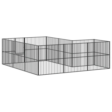 Țarc pentru câini cu 12 panouri, negru, oțel galvanizat - Img 9