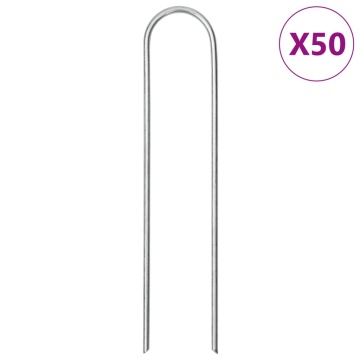 Țăruși de pământ în formă de U 50 buc. 15x3,5cm oțel galvanizat - Img 1
