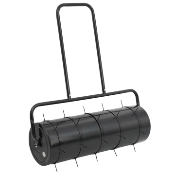 Tăvălug gazon de grădină cleme de aerisire negru 63 L fier/oțel - Img 1