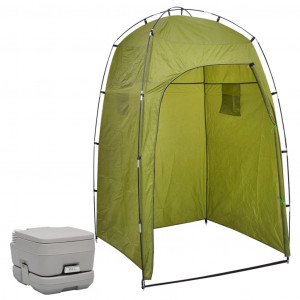 Toaletă portabilă pentru camping, cu cort, 10+10 L - Img 1