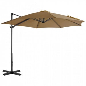 Umbrelă de exterior cu bază portabilă, gri taupe - Img 3