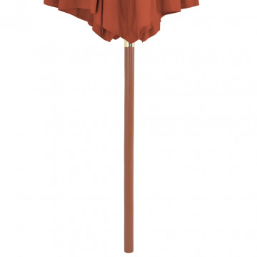 Umbrelă de exterior cu stâlp din lemn, 300 cm, teracotă - Img 4