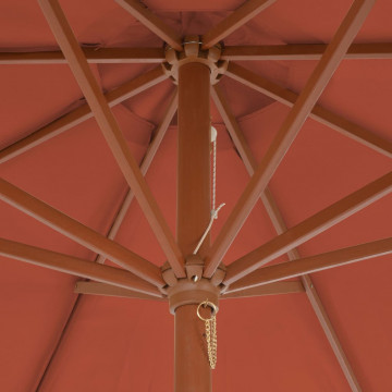 Umbrelă de exterior cu stâlp din lemn, 300 cm, teracotă - Img 7