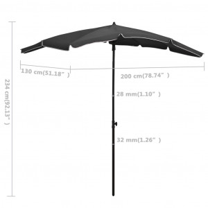 Umbrelă de grădină cu stâlp, antracit, 200x130 cm - Img 5
