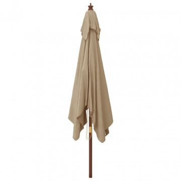 Umbrelă de grădină stâlp din lemn, taupe, 300x300x273 cm - Img 4