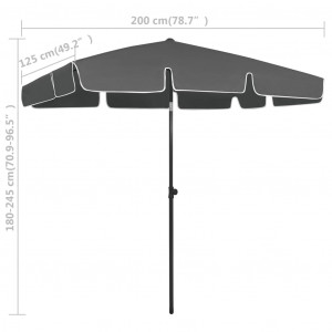 Umbrelă de plajă, antracit, 200x125 cm - Img 7