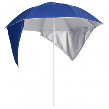Umbrelă de plajă cu pereți laterali Albastru 215 cm - Img 1