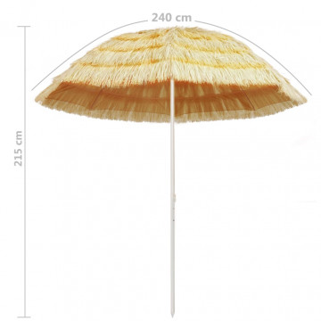 Umbrelă de plajă, natural, 240 cm, stil hawaiian - Img 4