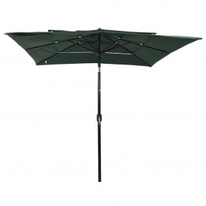 Umbrelă de soare 3 niveluri, stâlp aluminiu, verde, 2,5x2,5 m - Img 3