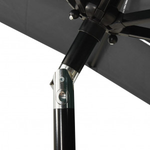 Umbrelă de soare 3 niveluri, stâlp de aluminiu, antracit, 2x2 m - Img 6