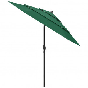 Umbrelă de soare 3 niveluri, stâlp de aluminiu, verde, 2,5 m - Img 3