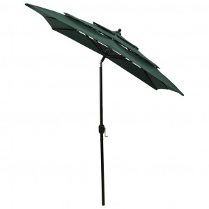 Umbrelă de soare 3 niveluri, stâlp de aluminiu, verde, 2x2 m - Img 4