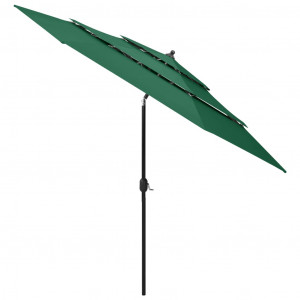 Umbrelă de soare 3 niveluri, stâlp de aluminiu, verde, 3 m - Img 3