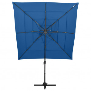 Umbrelă de soare 4 niveluri, stâlp aluminiu, azuriu, 250x250 cm - Img 3
