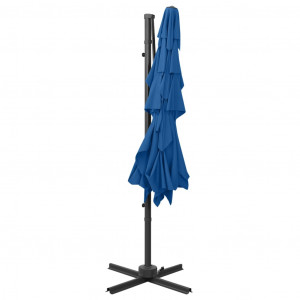 Umbrelă de soare 4 niveluri, stâlp aluminiu, azuriu, 250x250 cm - Img 5