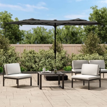 Umbrelă de soare cu două capete cu LED-uri antracit, 316x240 cm - Img 1