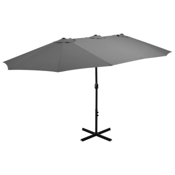 Umbrelă de soare cu stâlp aluminiu, antracit, 460 x 270 cm - Img 1