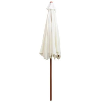 Umbrelă de soare cu stâlp de lemn, alb crem, 270x270 cm - Img 4