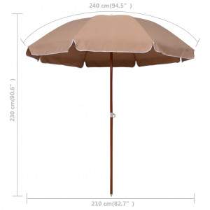 Umbrelă de soare cu stâlp din oțel, gri taupe, 240 cm - Img 5
