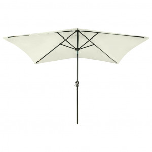 Umbrelă de soare cu stâlp din oțel & LED-uri, nisipiu, 2x3 m - Img 4